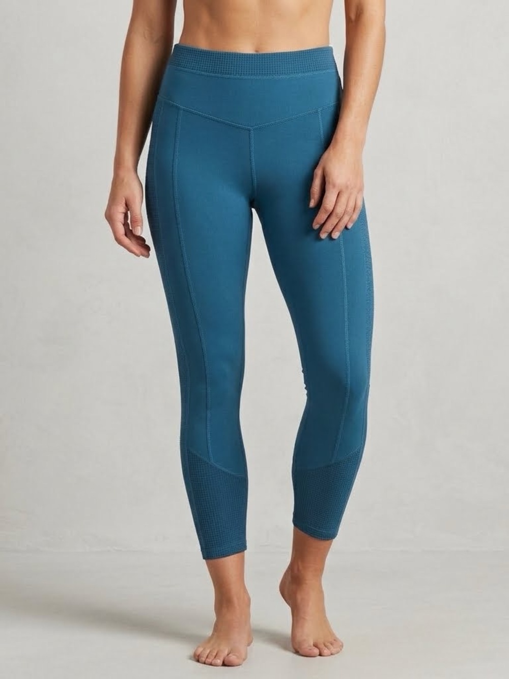 Johnny Was Teal Blue Bee Active Jacquard Blocked Leggings Sz S Gym Fitness